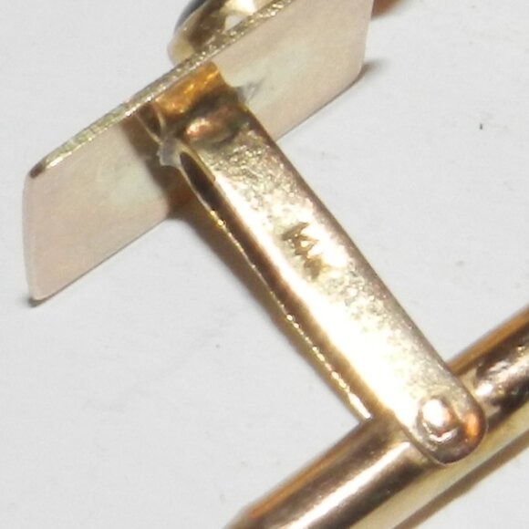 Vintage 14K Gold Black Star Sapphire Cufflinks Square Very Rare!! - Picture 15 of 16